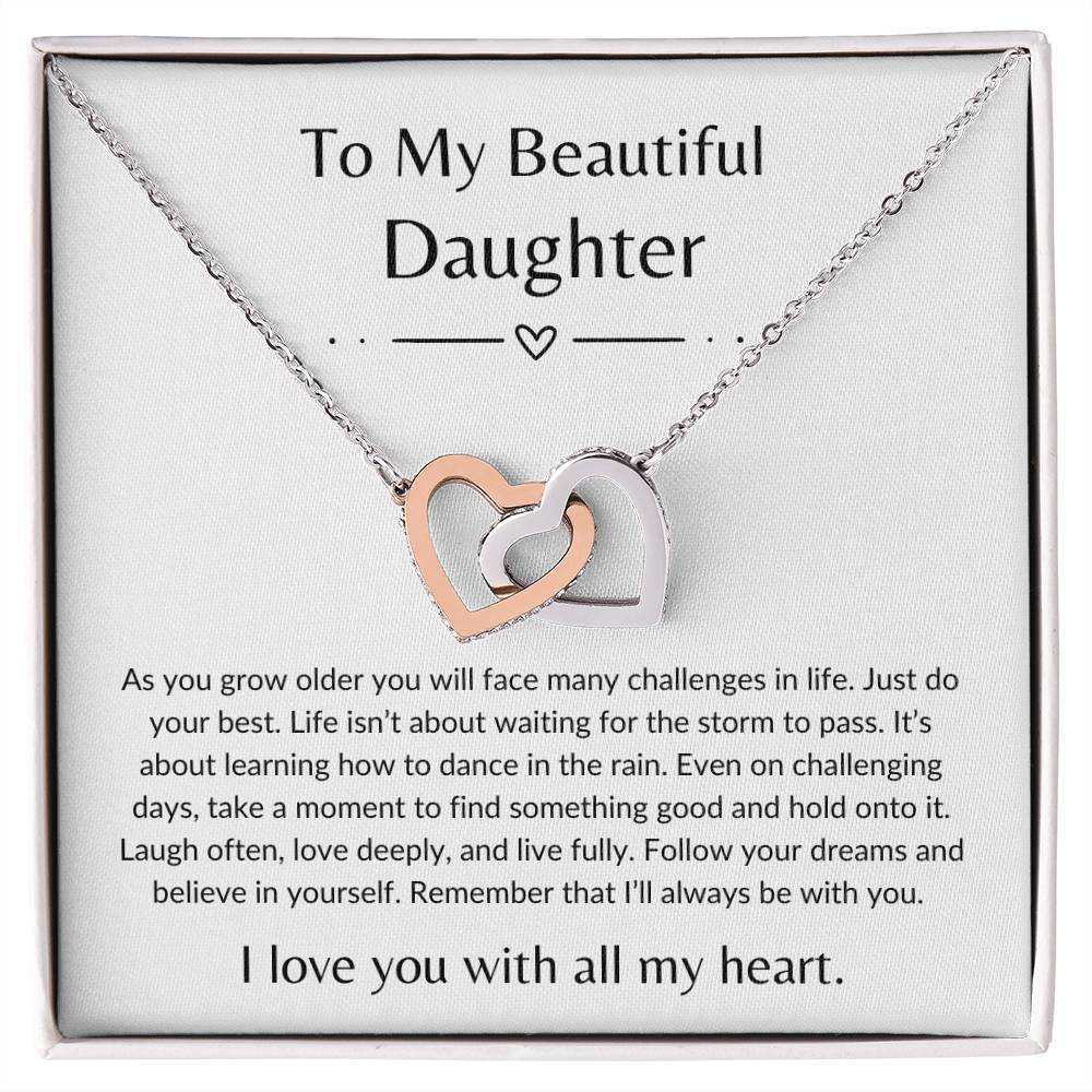 To My Beautiful Daughter | Interlocking Hearts Necklace ...