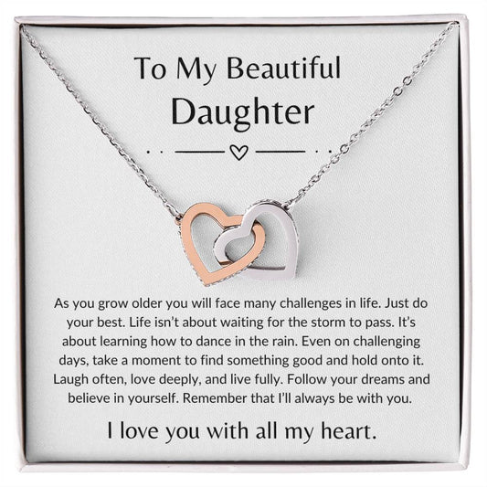 To My Beautiful Daughter | Interlocking Hearts Necklace